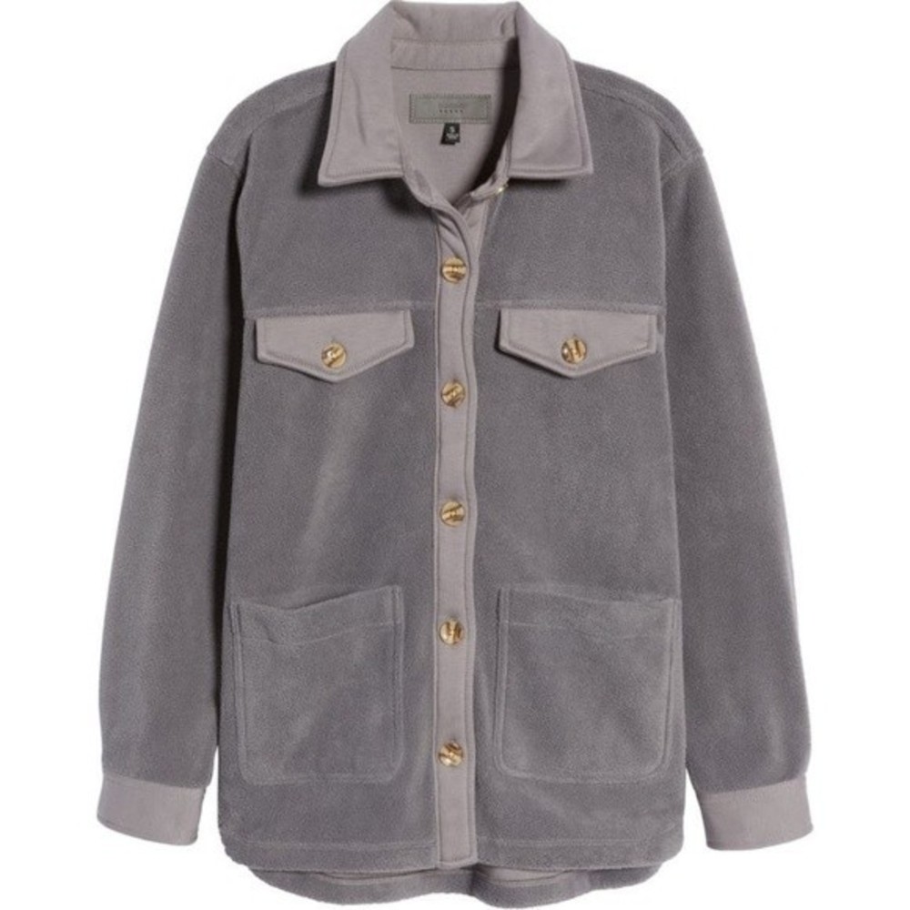 BLANK NYC gray fleece shacket, NWT Size M